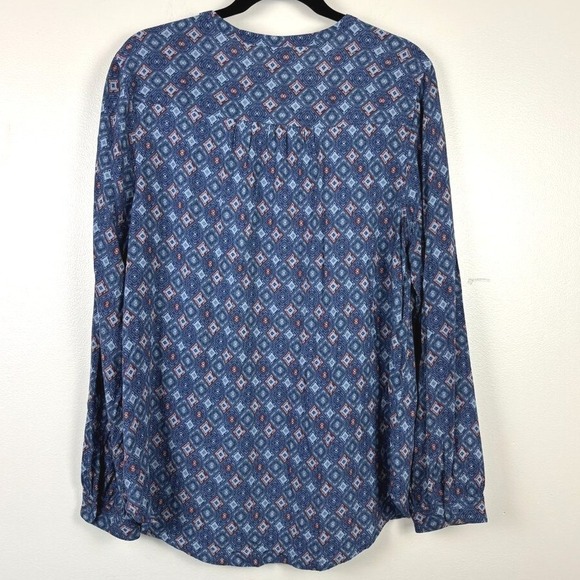Eddie Bauer Tunic Top Women's‎ Size XL Blue Geometric Boho Rayon Print - Picture 2 of 16